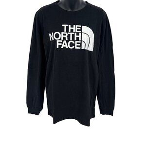 The North Face Mens Black Long Sleeve Logo Tee Shirt Size Small Cotton Crew EUC